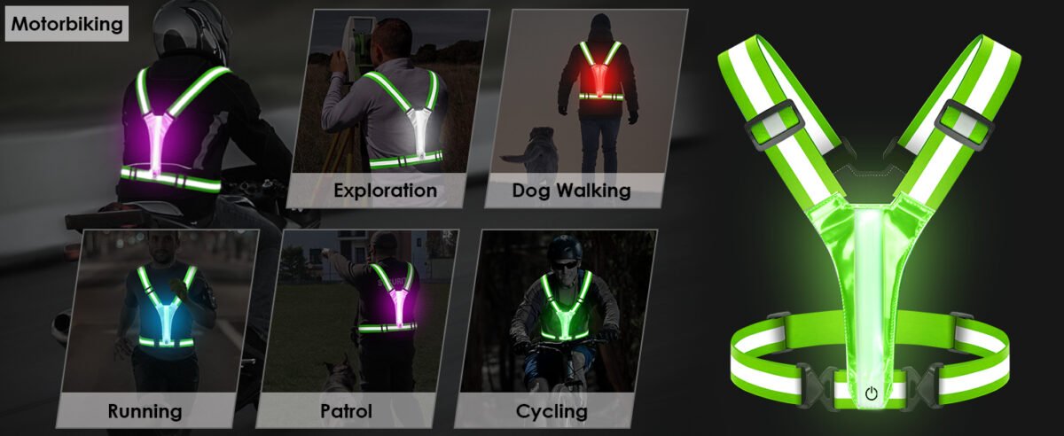 We Fetch Urban LED Reflective Vest Light Up Running Vest High Visibility Reflective Safety Vest